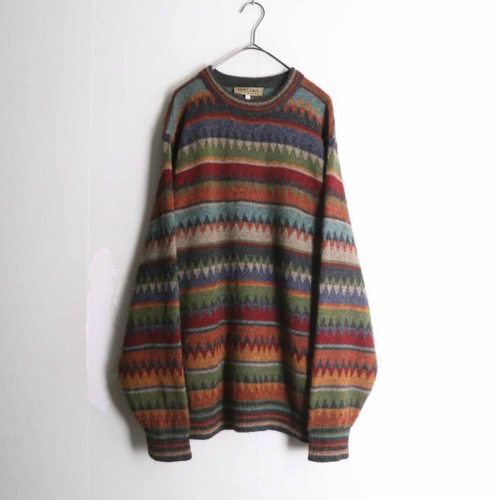 【 SELEN 】alpaca textile multi color border knit