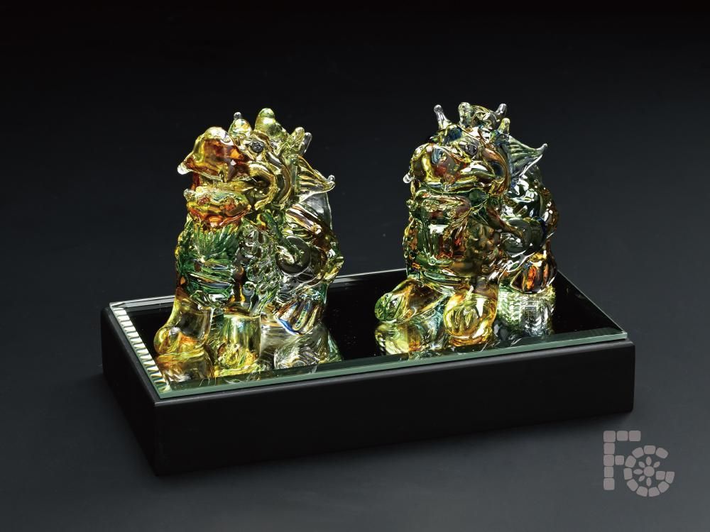 ガラス細工｜神獣｜縁起｜ひきゅう 色彩小ペア｜フォーカートグラス