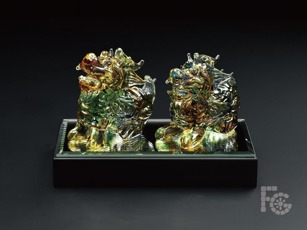 ガラス細工｜神獣｜縁起｜ひきゅう 色彩小ペア｜フォーカートグラス