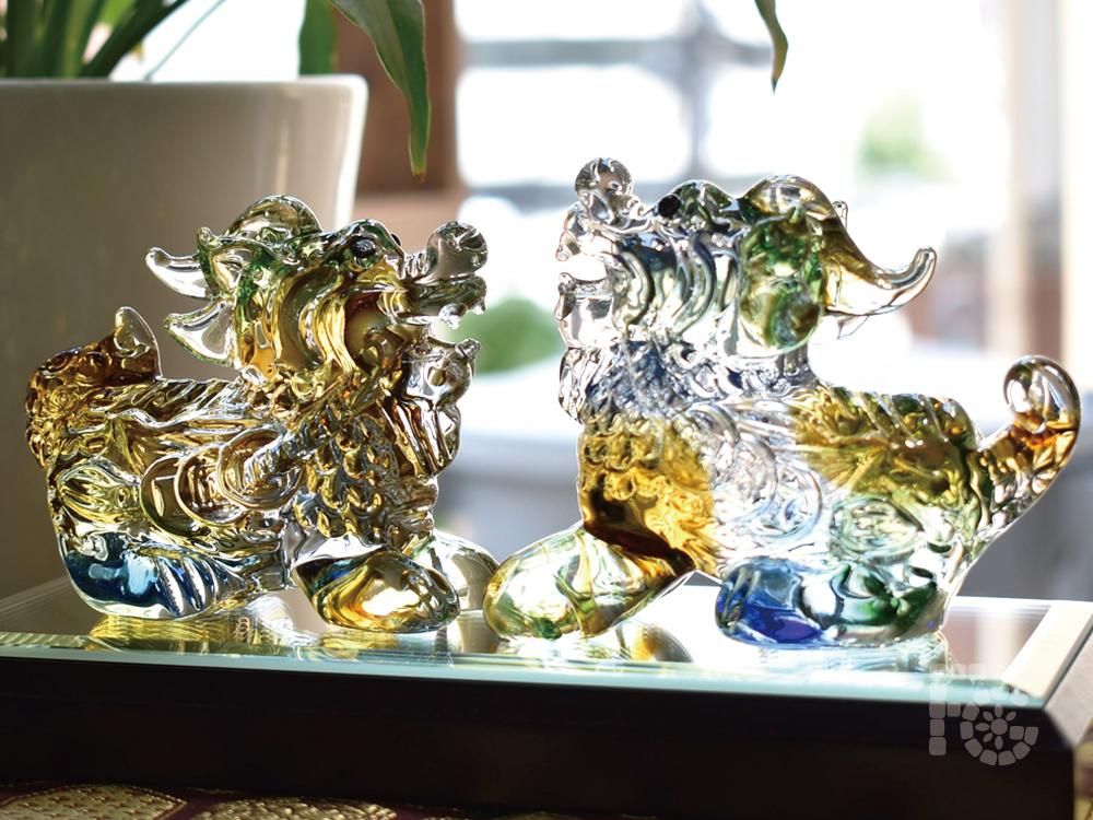 ガラス細工｜神獣｜縁起｜ひきゅう 色彩小ペア｜フォーカートグラス
