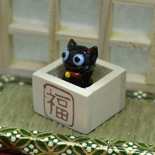 ガラス細工 猫 枡入り黒猫 フォーカートガラス ガラス細工 猫 枡入り黒猫 フォーカートガラス