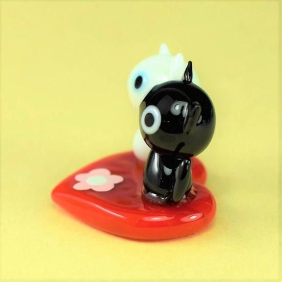 ガラス細工｜猫｜ハートネコペア｜フォーカートグラスワークス