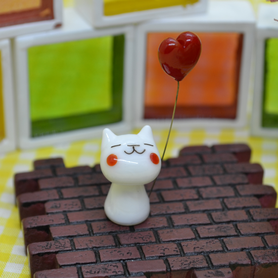 ガラス細工 猫 ハート持ちネコ フォーカートガラス ガラス細工 猫 ハート持ちネコ フォーカートガラス