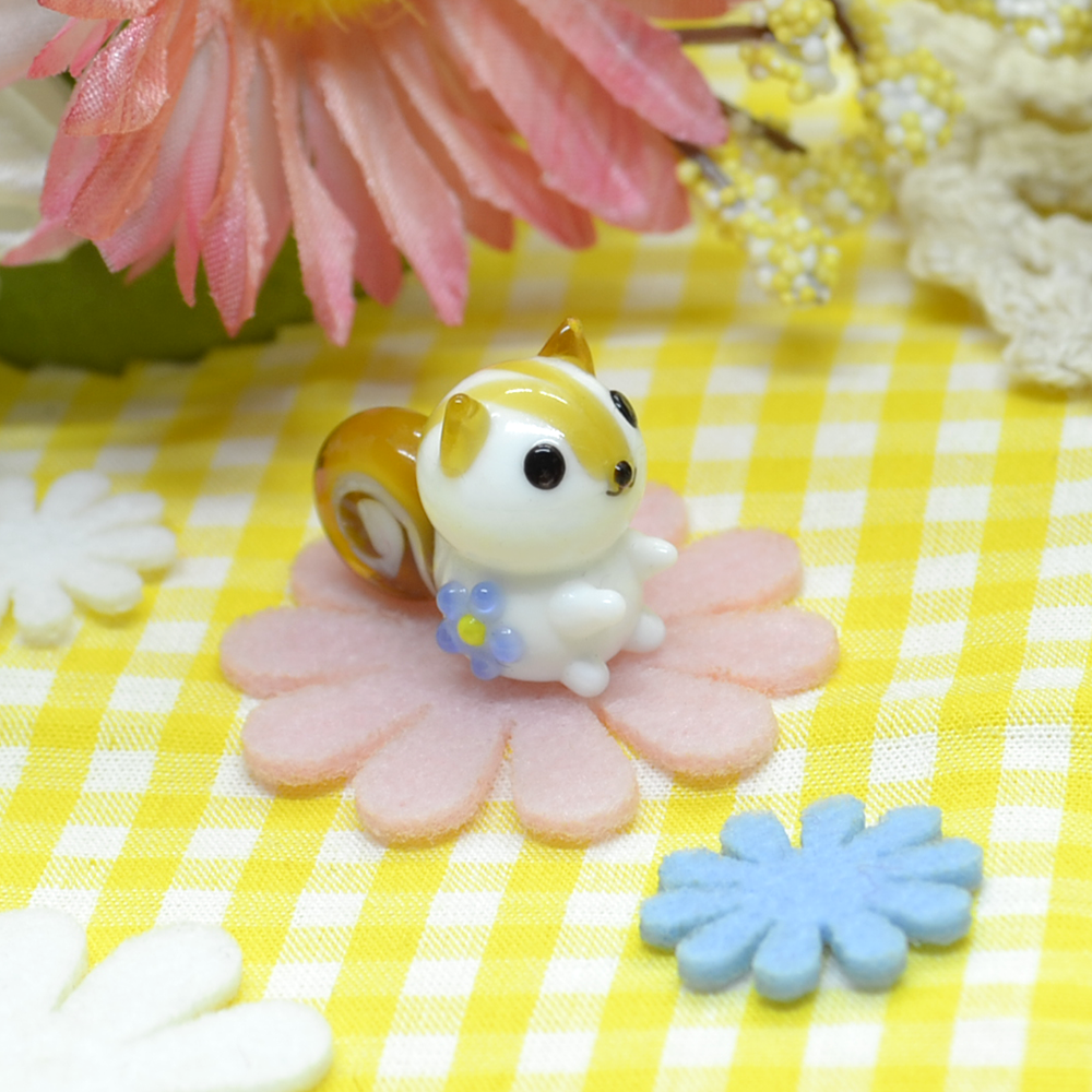 ガラス細工 花リスくん ガラス細工 花リスくん
