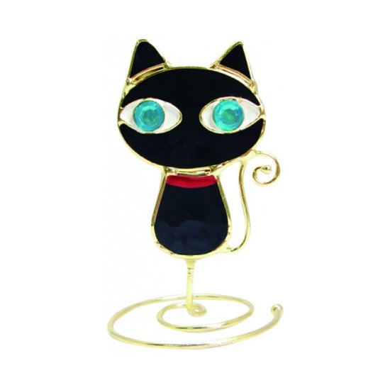 【ガラス細工】カードクリップ黒猫