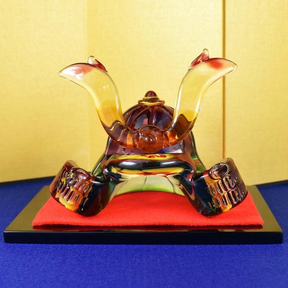 硝子細工 硬質兜 青 硝子細工 硬質兜 青