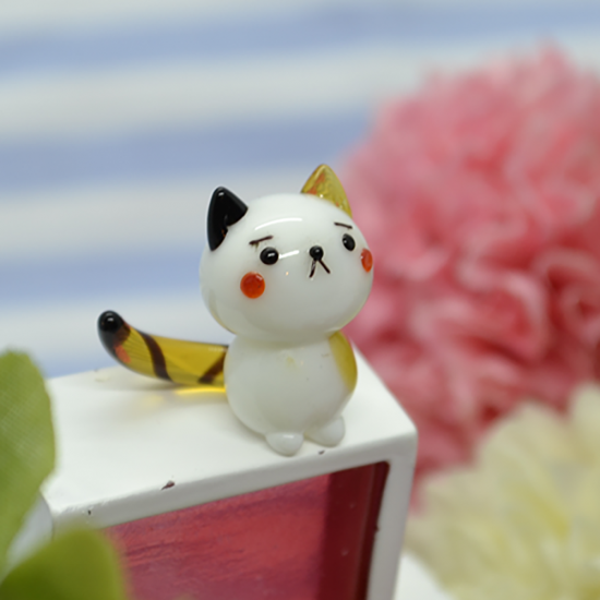 ガラス細工 猫 三毛猫 フォーカートガラス ガラス細工 猫 三毛猫 フォーカートガラス