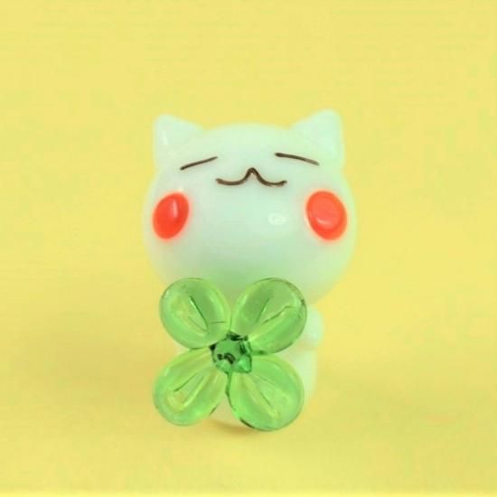 ガラス細工｜猫｜クローバーみっけネコ｜フォーカートグラスワークス