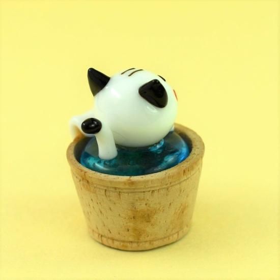 招き猫　ガラス細工　ガラス細工 招き猫のガラス細工】 カラー招き猫 ピンク