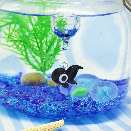 【ガラス細工】浮玉黒金魚