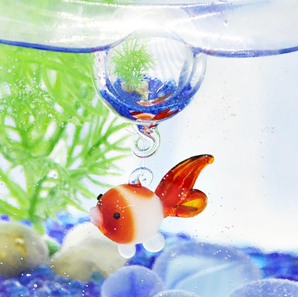 ガラス細工 N浮玉あぶく金魚 フォーカートガラス ガラス細工 N浮玉あぶく金魚 フォーカートガラス