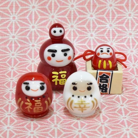 だるま ガラス ガラス細工｜縁起｜幸せだるま(白)｜フォーカートグラスワークス