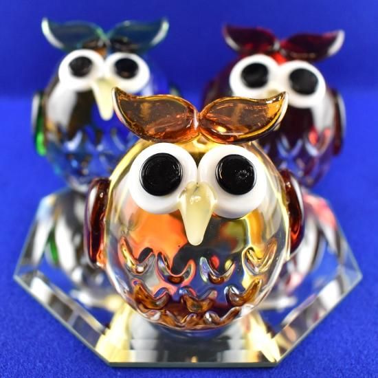 ガラス細工｜風水ふくろう金運YE｜フォーカートグラスワークス