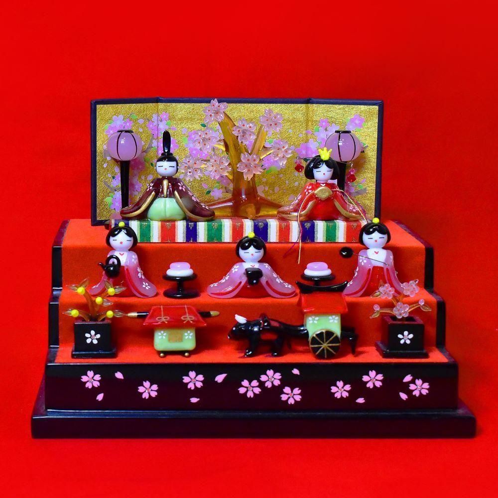 三段飾り雛セット ガラス細工 ミニチュア ガラス細工ミニチュアお雛様