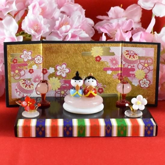 ミニガラス細工 桜雛飾り 81256 KYGK675 ハンドメイド お雛様