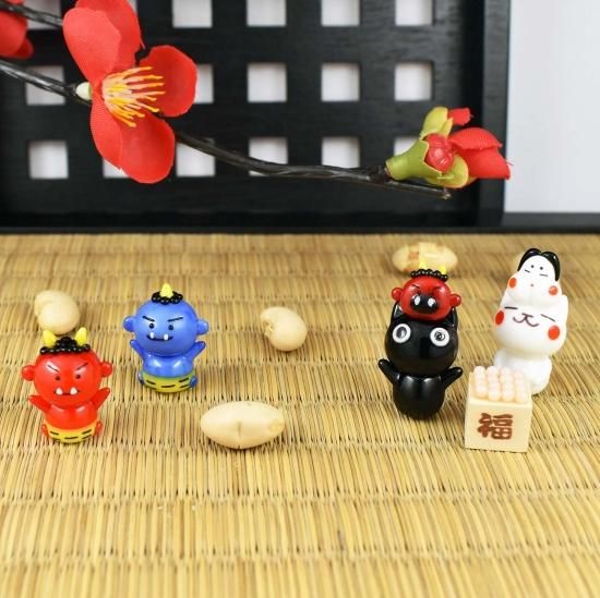 ガラス細工　ミニチュア　節分 ガラス細工 おにまる君（青）ミニチュア 雑貨 置物 小物 節分 鬼