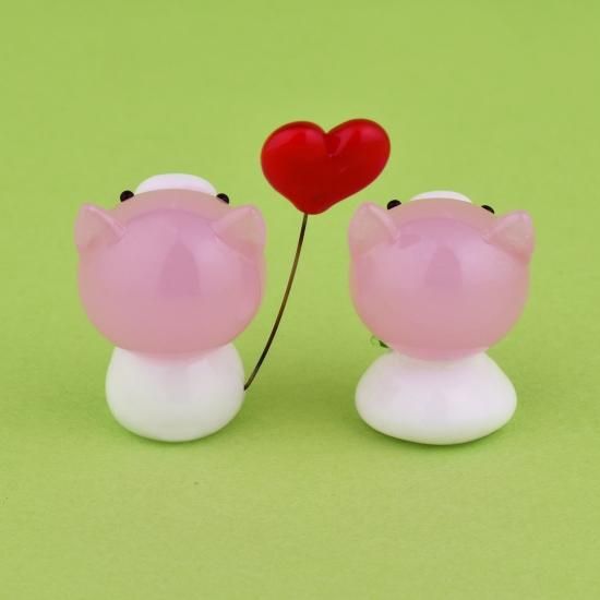ガラス細工｜ハート結婚ブタ｜フォーカートグラスワークス