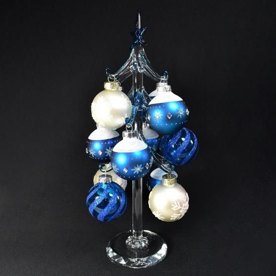 クリスマスガラス細工｜ボールツリースノーブルー｜フォーカートグラス