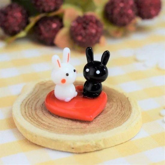 ガラス細工｜ラブラブうさぎ｜フォーカートグラスワークス