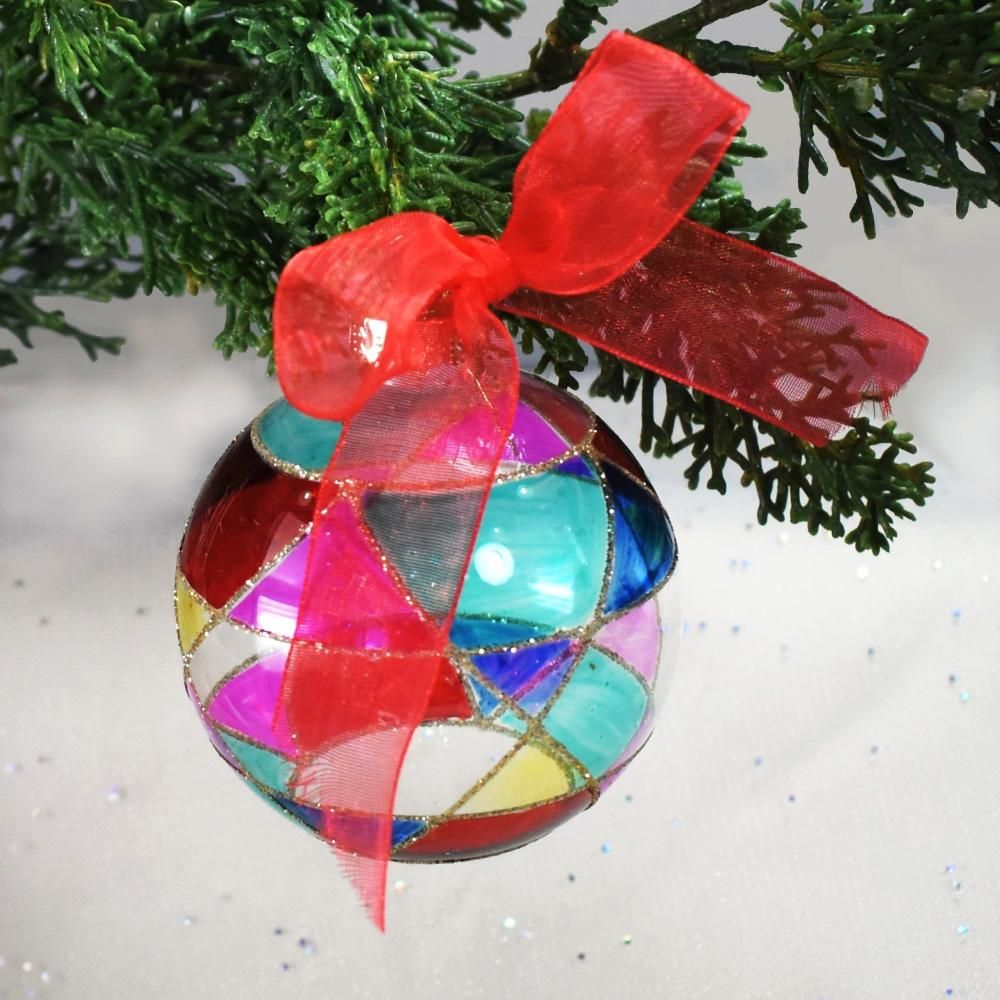 クリスマスガラス細工｜ステンドオーナメント：カラフル｜フォーカート