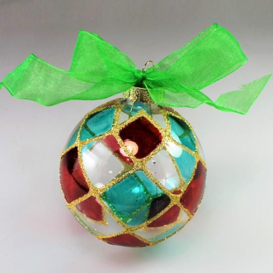 クリスマスガラス細工｜ステンドオーナメント：ダイヤRD｜フォーカート