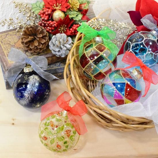 クリスマスガラス細工｜ステンドオーナメント：ダイヤRD｜フォーカート