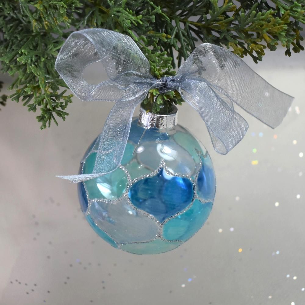 クリスマスガラス細工｜ステンドオーナメント：ウェーブBL