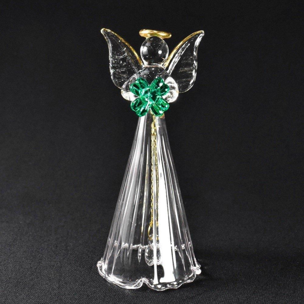 天使のガラス細工｜天使ベル：幸せのクローバー｜フォーカートグラス