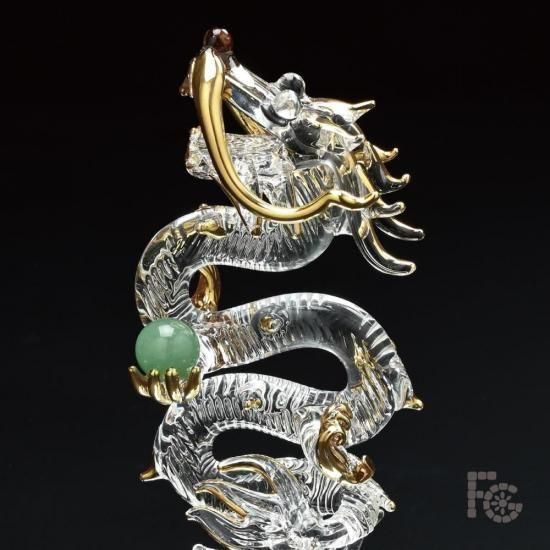 ガラス細工｜天然石昇り龍翡翠｜フォーカートグラスワークスガラス