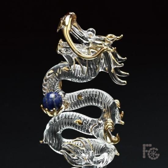 ガラス細工｜天然石昇り龍ラピスラズリ｜フォーカートグラスワークスガラス