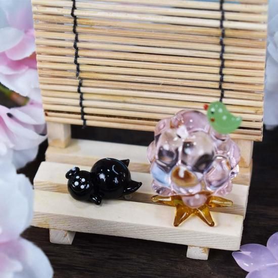 安い ガラス細工｜おひるねクロネコ｜FGスタジオ｜フォーカートガラス 工芸品