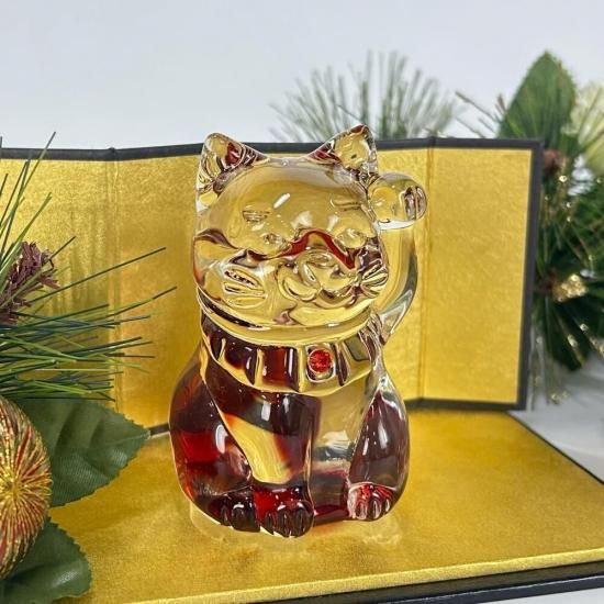 招き猫　ガラス細工　ガラス細工 ガラス細工｜猫｜招き福ネコ｜フォーカートグラスワークス