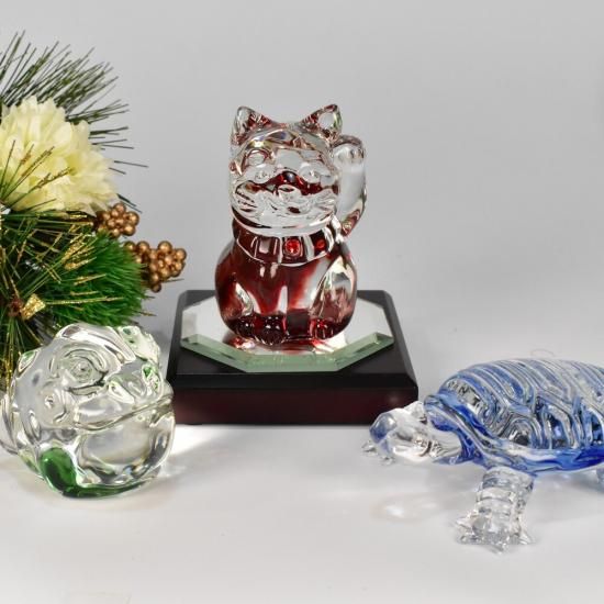 ガラス細工｜福招き猫｜フォーカートグラスワークスガラス