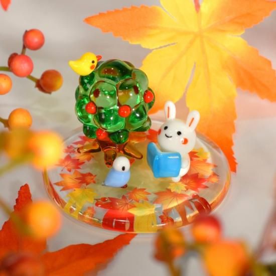 ガラス細工｜紅葉プレート☆もみじ｜フォーカートグラスワークス