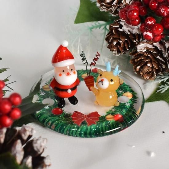 ガラス細工｜クリスマスプレート☆リース｜フォーカートグラス