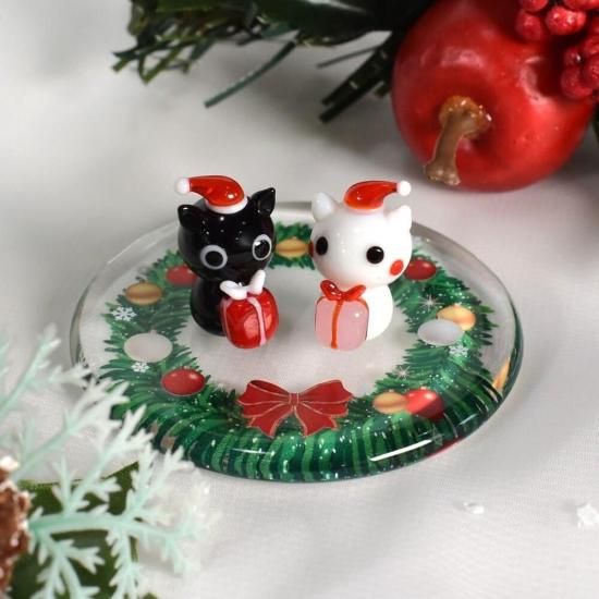 ガラス細工｜クリスマスプレート☆リース｜フォーカートグラスワークス