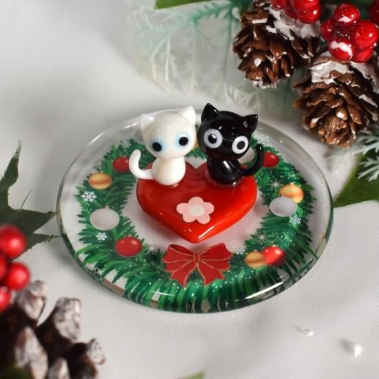 ガラス細工｜クリスマスプレート☆リース｜フォーカートグラスワークス