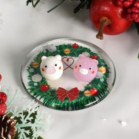 ガラス細工｜クリスマスプレート☆リース｜フォーカートグラスワークス