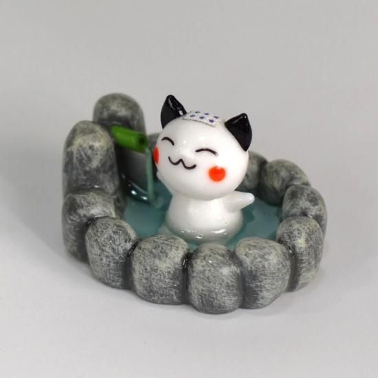 ガラス細工の猫｜露天風呂シロネコ｜フォーカートグラスワークス