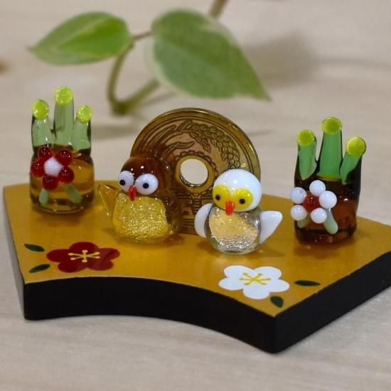 ガラス細工｜金銀ご縁フクロウ｜フォーカートグラスワークス