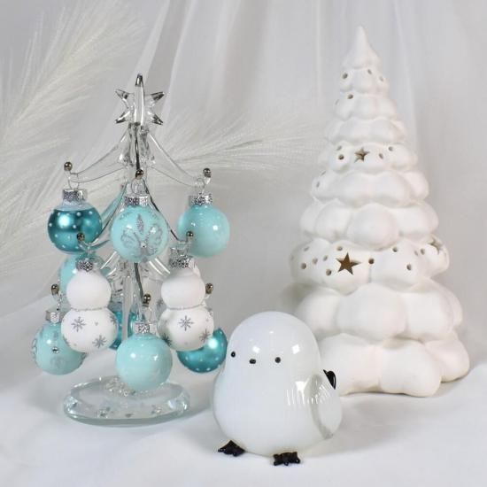 クリスマスガラス細工｜スノーマンツリー ブルー｜フォーカートグラス