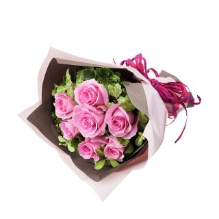 ピンクバラ7本の花束（花キューピット）