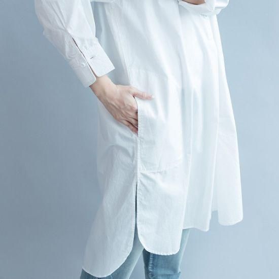 ロングシャツ Vネック フロントボタン サイドスリット シャツ
