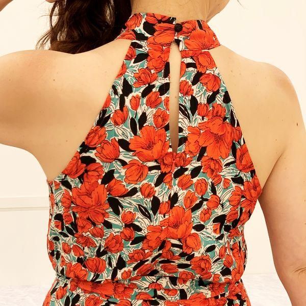 Paul Smith ホルターネックフレアワンピース 花柄 リボン 大きいサイズ Paul Smith ホルターネックフレアワンピース 花柄 リボン 大きい