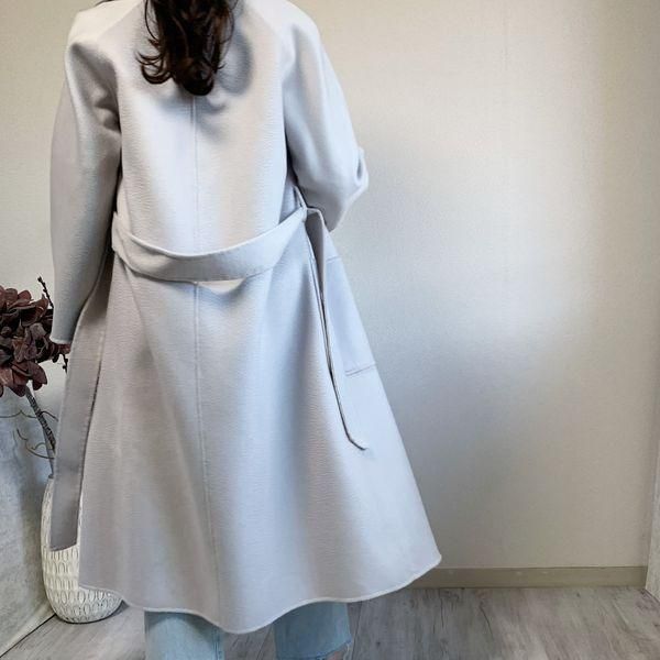 リバーコート ウール カシミヤ ローブ ロングコート ベルト バスローブ