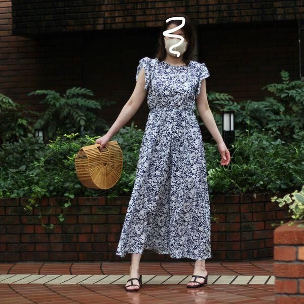 SinceThenラブリー 花柄 フリル ノースリーブ ロングワンピース 花柄 ワンピース フリル ノースリーブ ロングワンピース 韓国