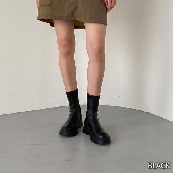 ショートブーツ ソックスブーツ ミドル 厚底 ジッパー ダッド ショートブーツ ソックスブーツ ミドル 厚底 ジッパー ダッド