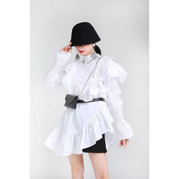 極美品♡エムプルミエ　クチュール　フリルネック 半袖ニット ホワイト