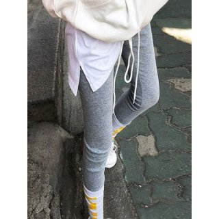 レギンス レイヤード スカート 韓国 フェイク シャツ サイドスリット 