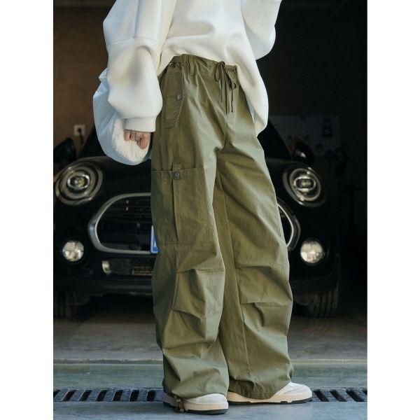 パンツ カーゴ ワイド シンプル ルーズ カジュアル コットン